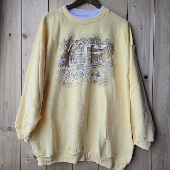 East Coast Plus Sweaters - Vintage East Coast Plus Crewneck Yellow White Womens 3X